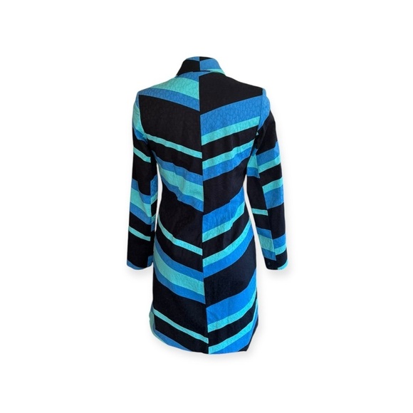 Vesti jacket mod long blue black green button front retro Sz 4 small business - Picture 4 of 13